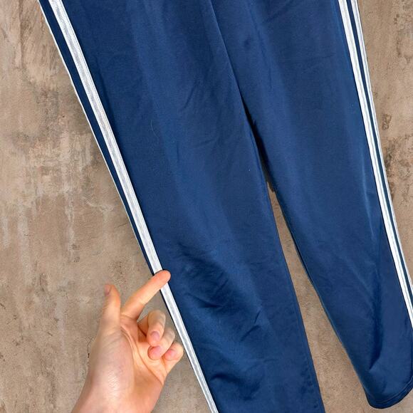 Adidas Sweatpants Navy Blue Polyester White 3 Stripes Youth Large - Picture 5 of 7